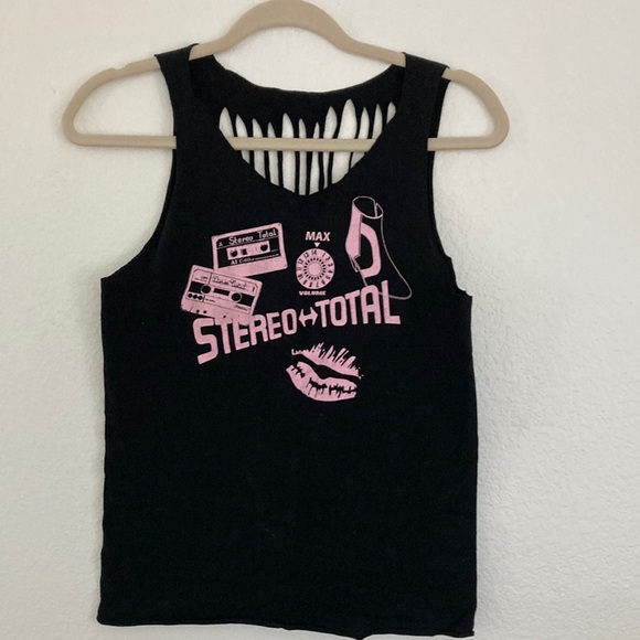 Tops - Distressed graphic band tee Stereo Total